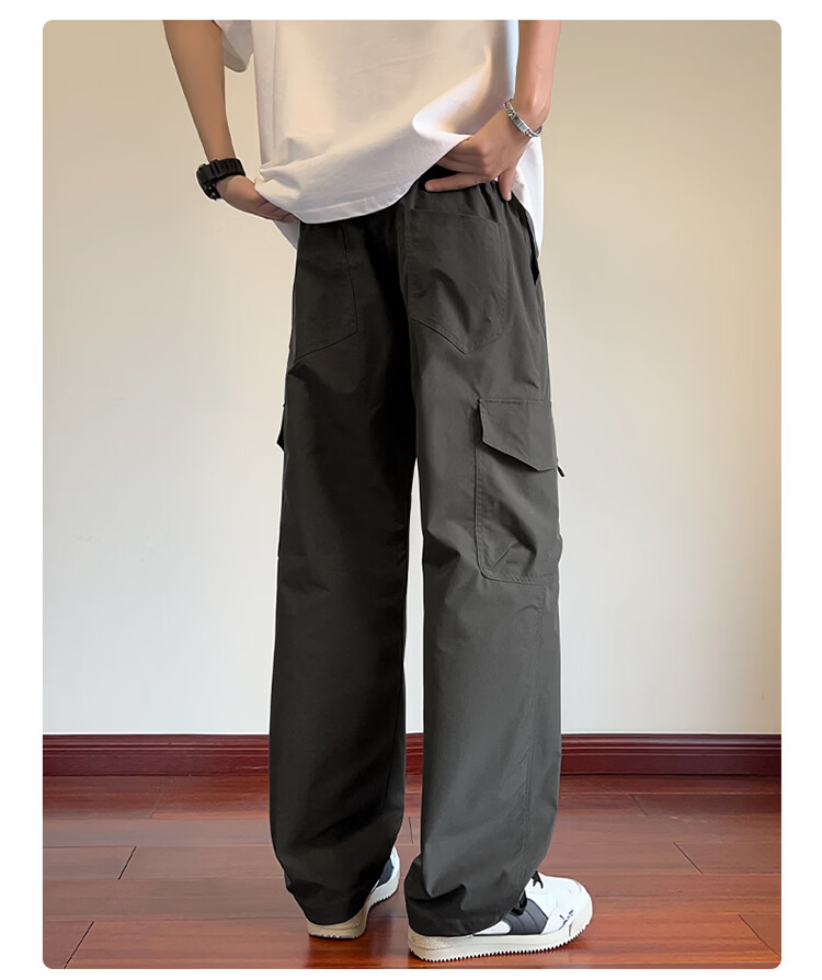 NASA GISS Collaboration Casual Pants Men Loose Fit Straight Leg Breathable Cargo Sports Trousers Black XL 5