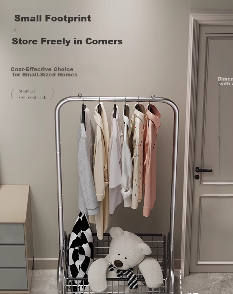 Chibilun Bedroom Floor Coat Rack Home Metal Clothes Hanger Stand Wardrobe Room Storage Overnight Clothes Rack 9