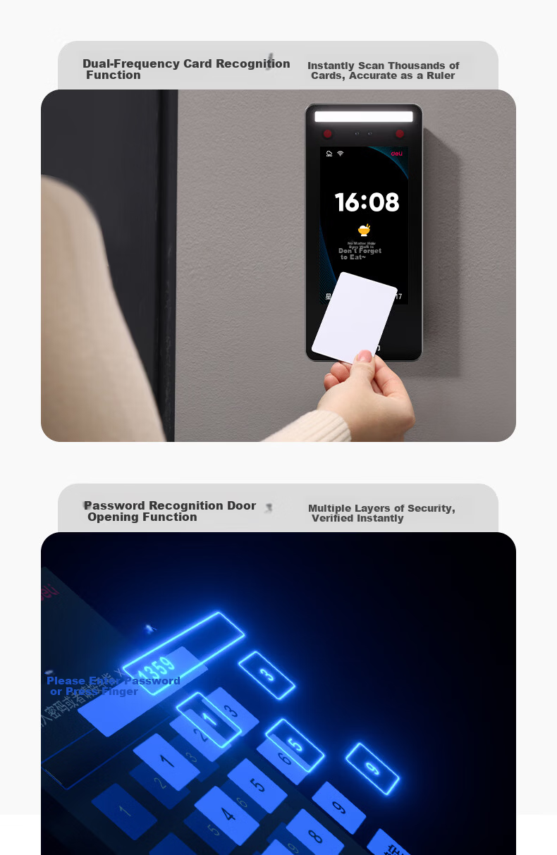 Deli Face Recognition Access Control All-in-One Machine Attendance Access Control Machine Facial and Palm Vein Recognition Building Access Control Enterprise Office Attendance Clocking Machine AC512 6