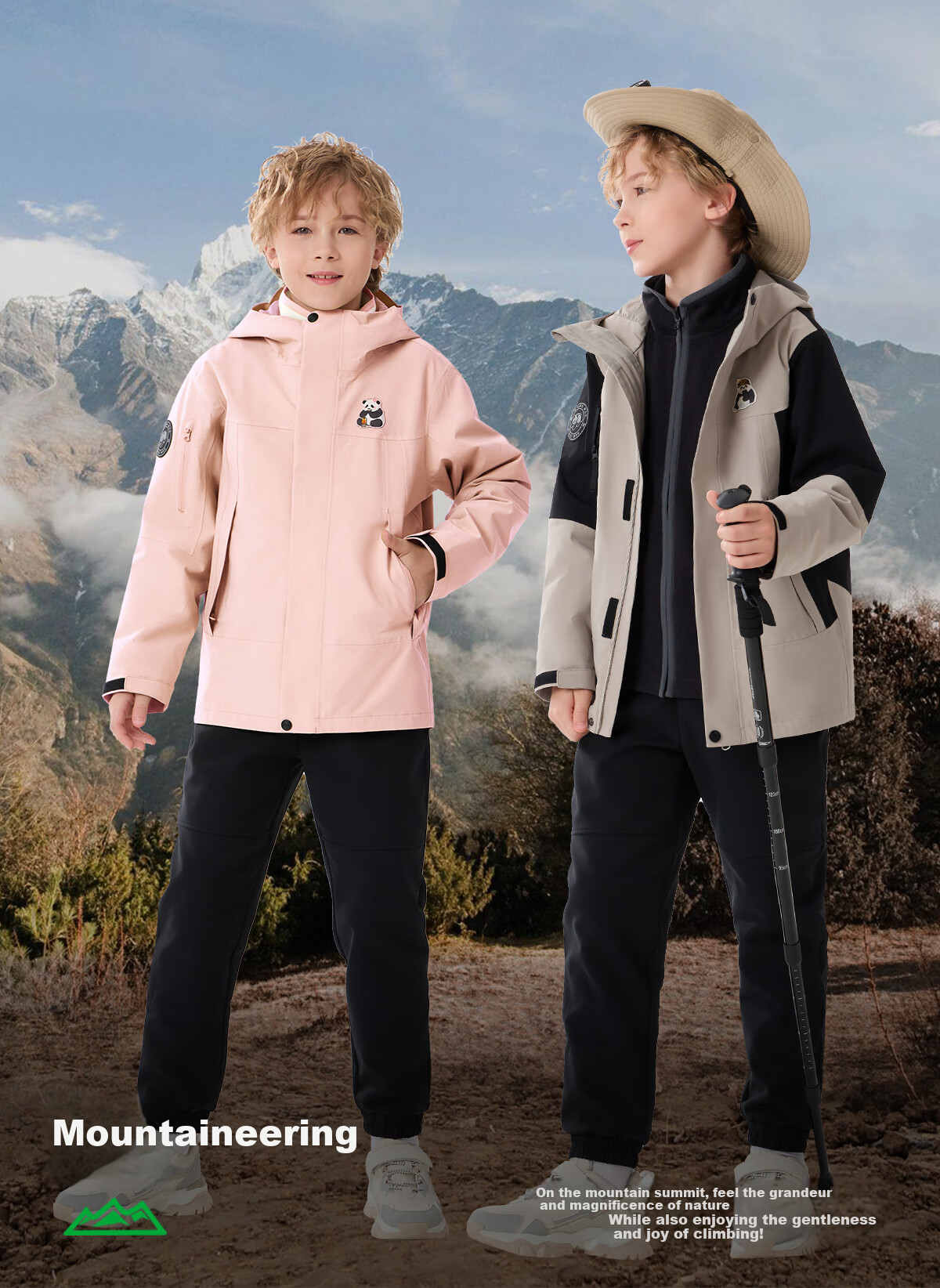 Panda Kids 3-in-1 Waterproof Windproof Fleece Lined Outdoor Jacket Warm School Uniform Autumn Winter, Size 120 12