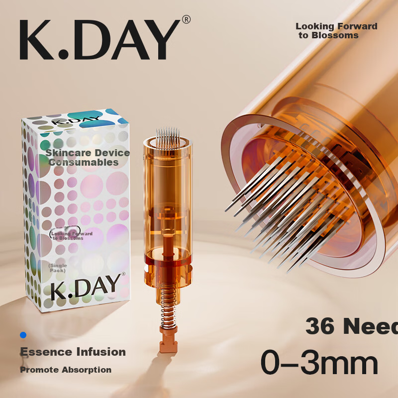 KDAY Brown 36-Needle Round Crystal Needle for Skin Beauty Device, Facial Beauty Instrument 36-Needle Replacement