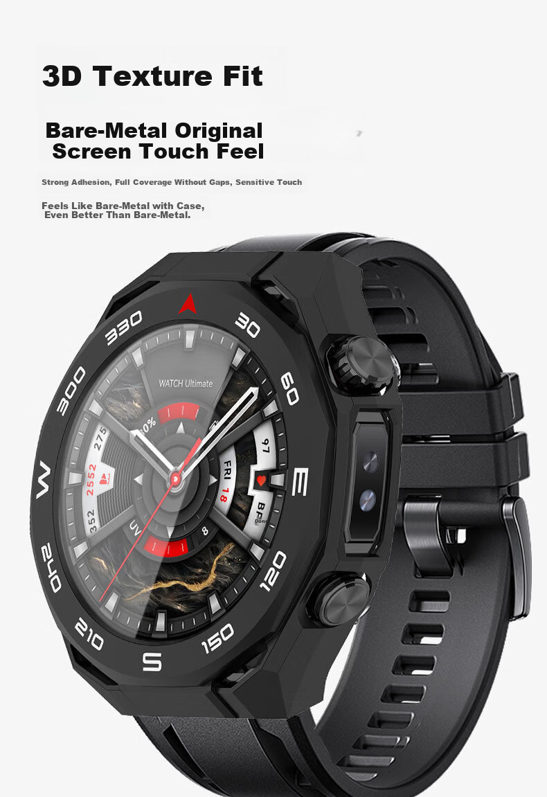 KMaxAI Huawei Watch Ultimate 2 Protective Case and Screen Protector Set Hard Shell Case with Tempered Glass Screen Protector Sky Black 7