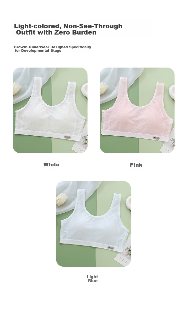Yalu Girls' Developmental Underwear 10-Year-Old Thin Mesh Children's Bra Primary School Girls Stage 2 Vest 10