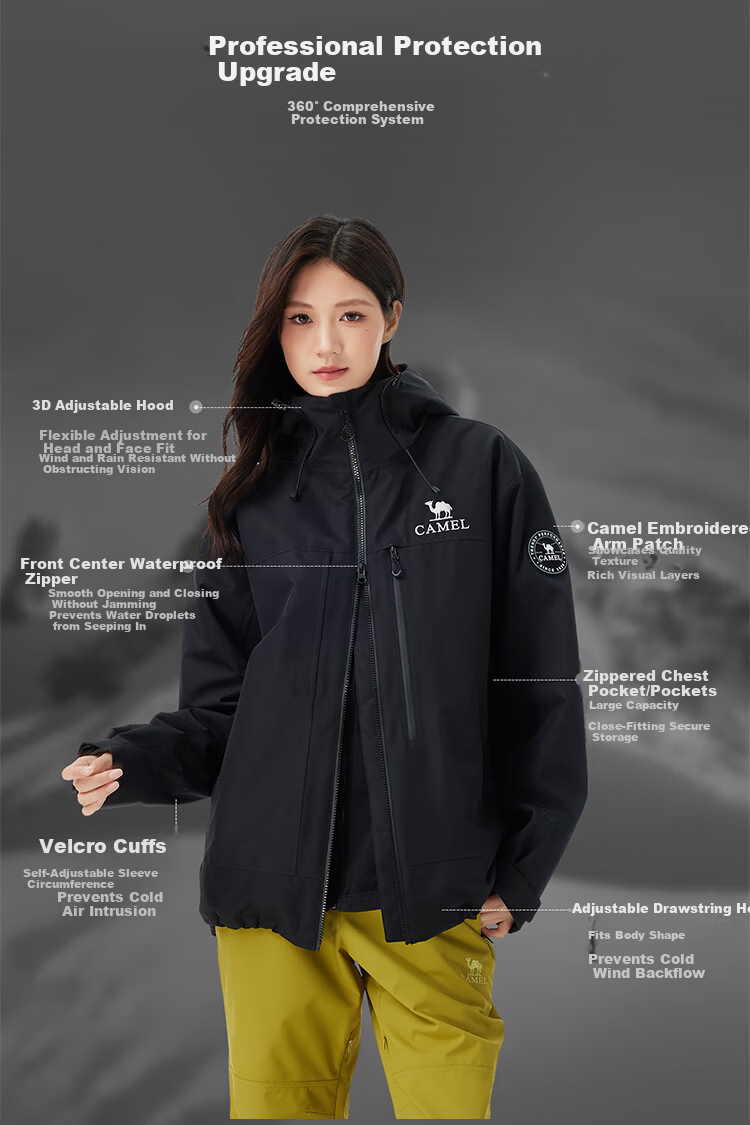 CAMEL King Armor Z Series Wang Junkai Same Style Three-in-One 3-in-1 Waterproof Windproof Outdoor Mountaineering Jacket Autumn Winter 2025 9