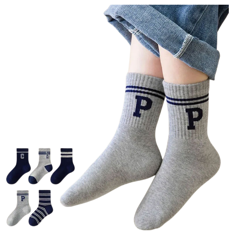 Mianmanman Children's Socks Boys' Mid-Childhood Xinjiang Cotton Socks 1-3 Years Old Boys' Student Breathable Mid-Calf Socks Spring and Autumn 7 Pairs Set