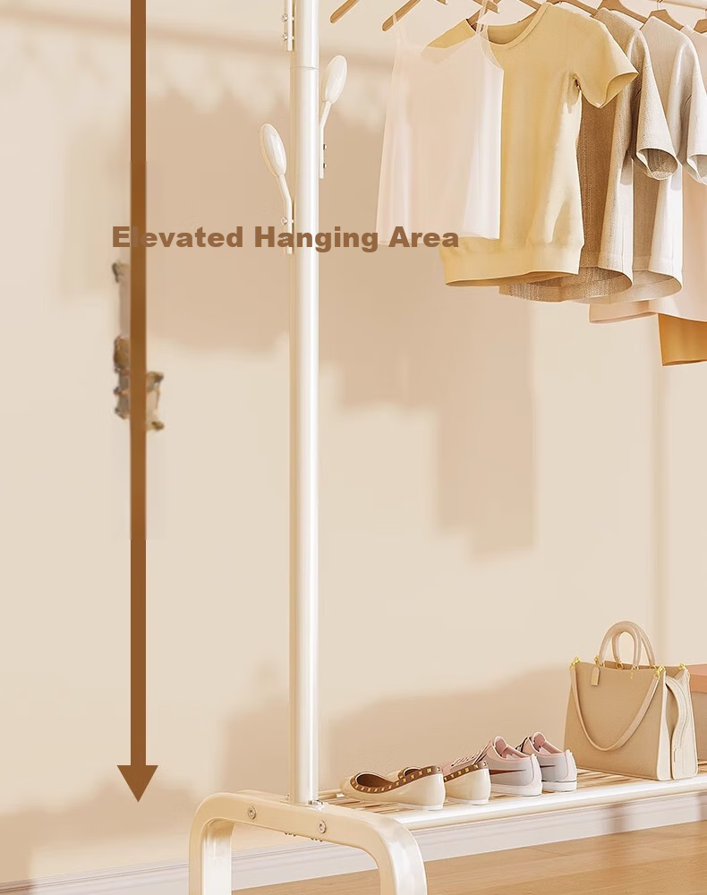Chibilun Floor Standing Coat Rack Bedroom Clothes Hanger Balcony Home Storage Organizer Indoor Simple Drying Rod 7