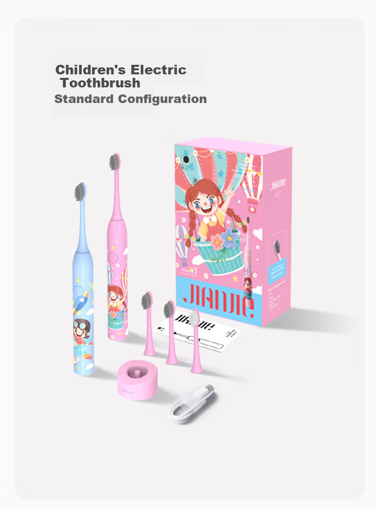 Simple Youth Children's Electric Toothbrush Soft Vibration Gentle Bristles for Sensitive Kids Effective Cavity Prevention Blue Children's Gift Birthday Present 12