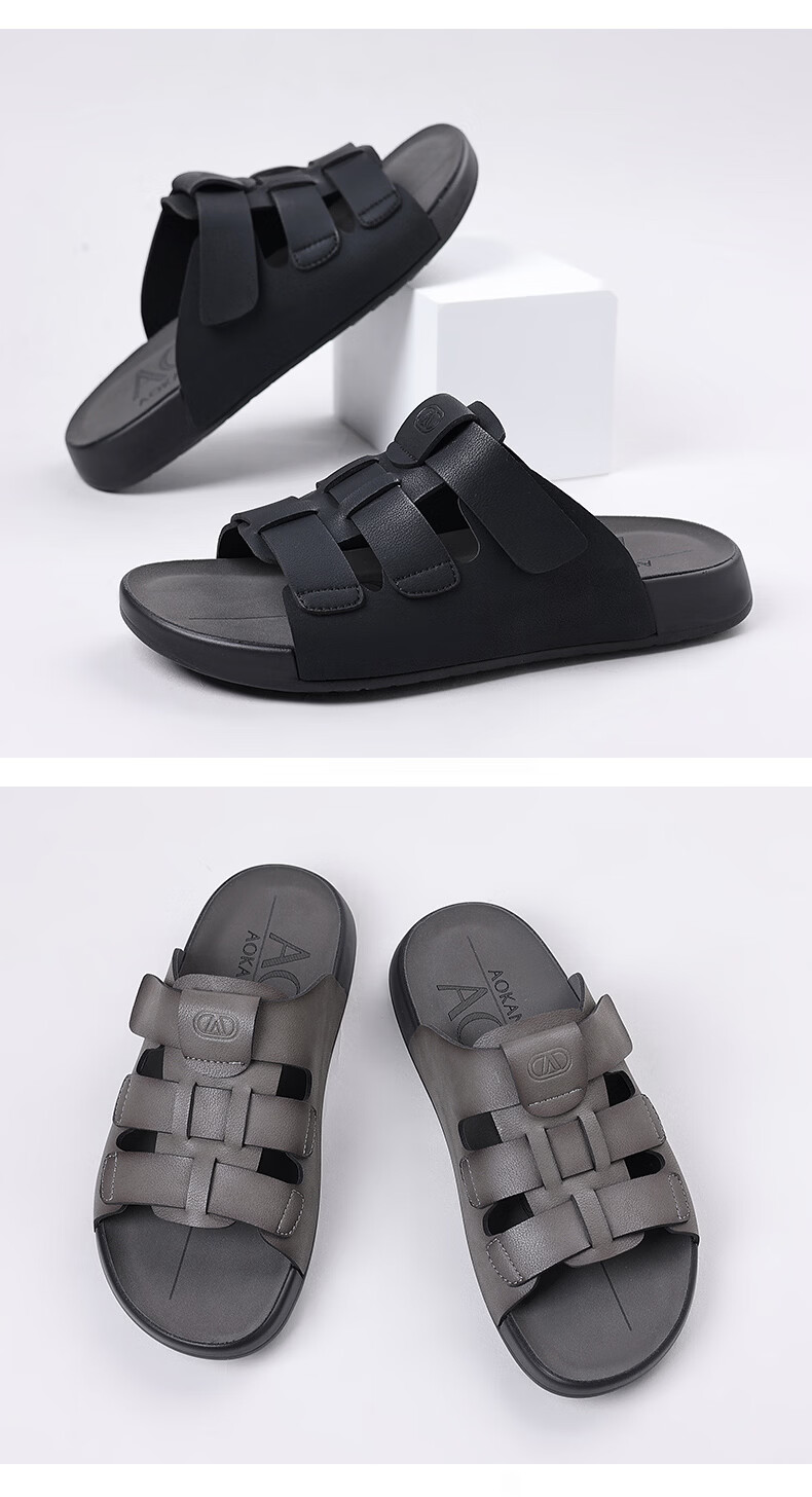 Aokang Summer Men's Casual Beach Sandals Black Size 43 23