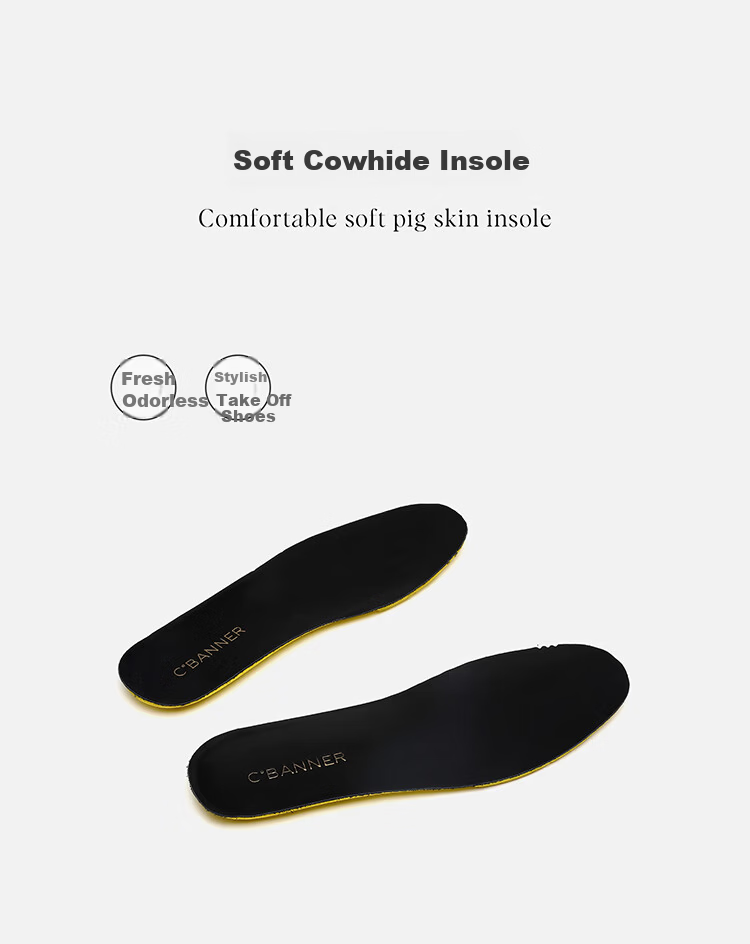 C.BANNER First Layer Cowhide Summer Perforated Breathable Men's Plain Business Casual Loafers Black Size 43 3