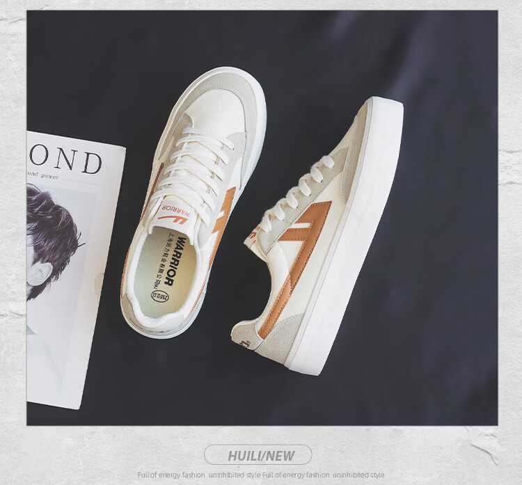 Warrior Men's Canvas Low-Top Sneakers Thick Sole Height Increasing Casual Sports Shoes 872 Beige Gray Dark Blue Size 43 11