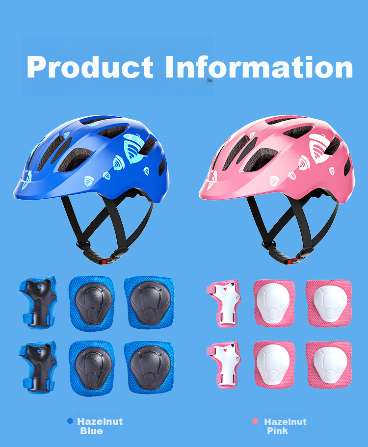 JD Jingzao Kids Helmet and Protective Gear Set 7-Piece Roller Skating Skateboarding Balance Bike Bicycle Safety Gear Hazelnut Pink S 15
