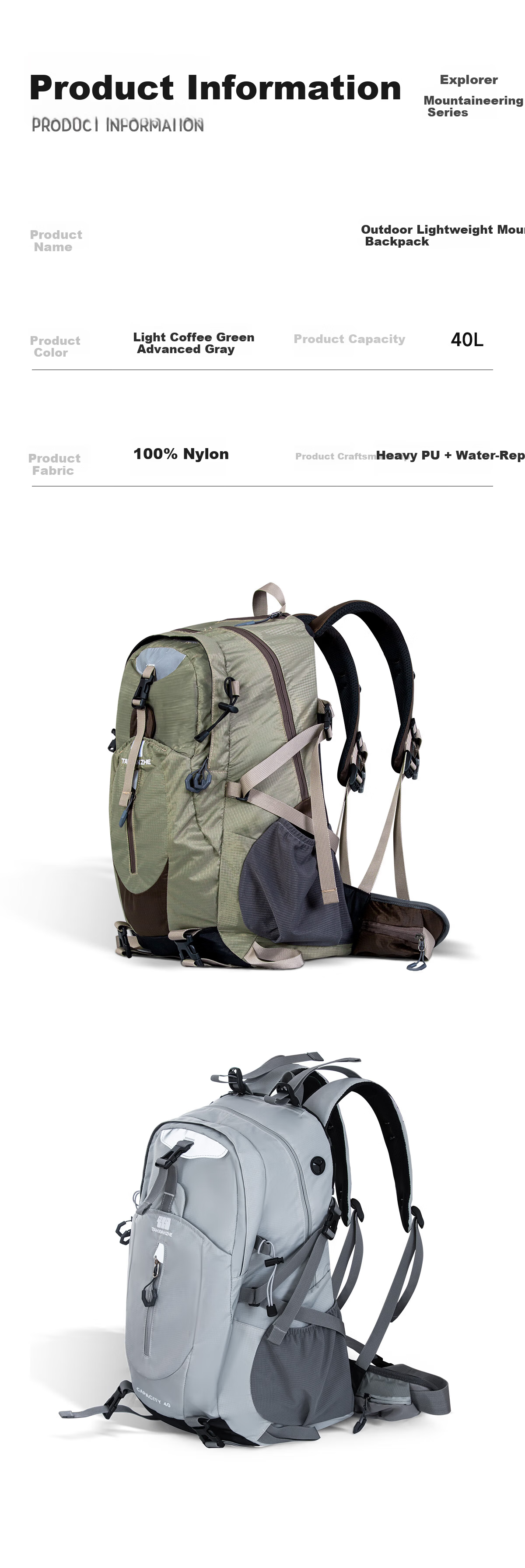 TAN XIAN ZHE Explorer Outdoor Hiking Backpack Lightweight Waterproof Durable Professional Travel Backpack 9