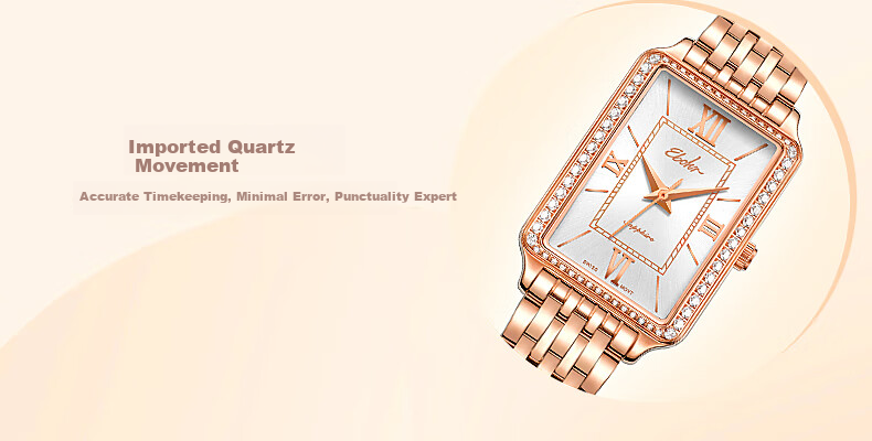 EBOHR Women's Vintage Steel Band Quartz Small Square Watch Ladies Genuine Brand Birthday Christmas Valentine's Day Gift for Girls 12