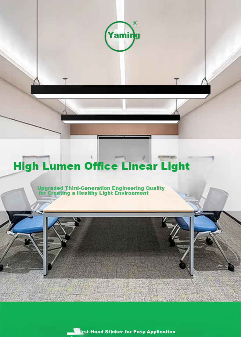 Yaming LED Office Light Linear Pendant Light Super Bright Square Ceiling Light for Office Building Mall Store Commercial Lighting 30cm Width 1.18m Length 120W 1
