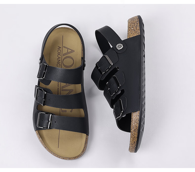Aokang Summer Men's Casual Beach Sandals Black Size 42 23