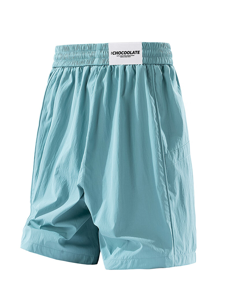 :CHOCOOLATE IT Quick-Dry Men's Summer Ice Silk American Style Loose Casual Thin Five-Point Shorts Dark Night Black M 13