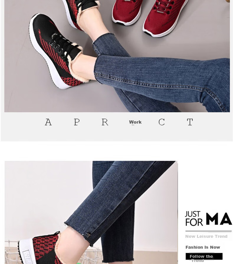 FOOTOPPO Women's Sports Cotton Shoes Elderly Winter Warm Plush Casual Shoes for Moms 7