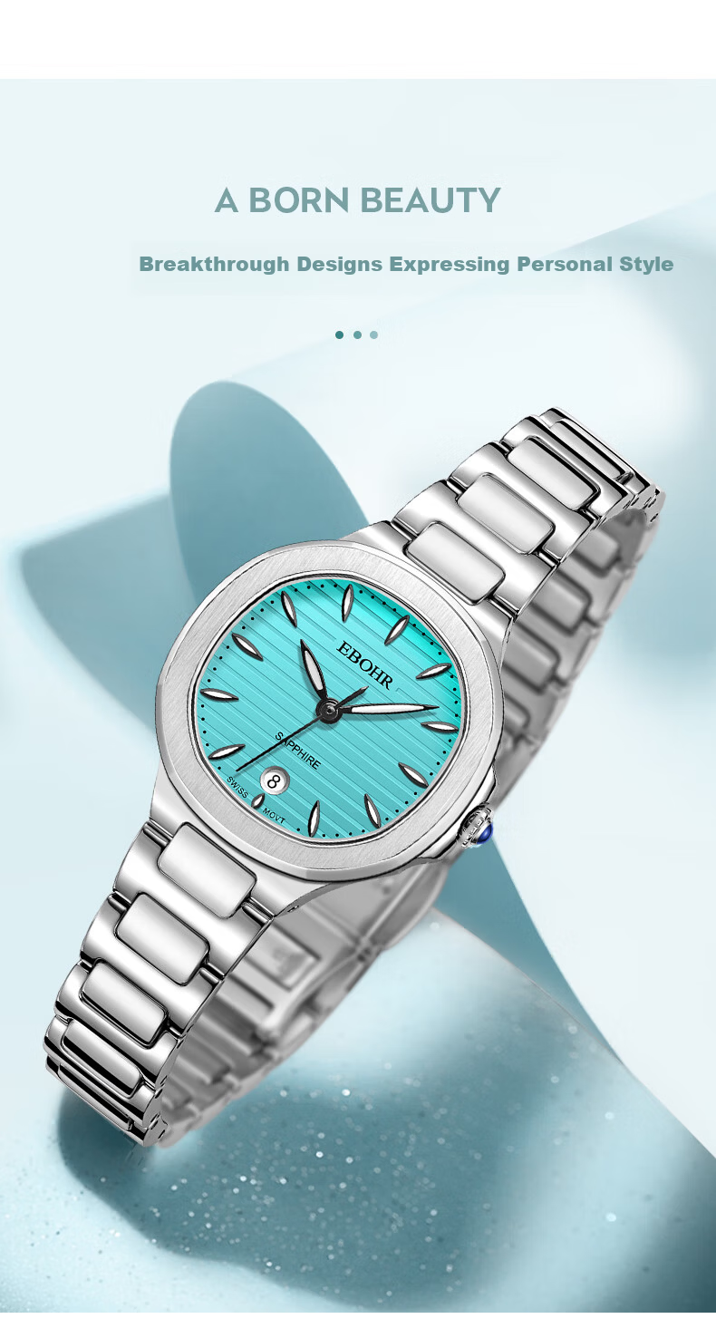 EBOHR Women's Diamond-Studded Luxury Quartz Steel Band Watch for Women, Niche Brand Ladies' Watch, Valentine's Day Birthday Gift 3