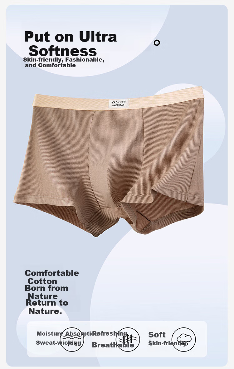 Modal Men's Underwear Winter Cotton High-End Antibacterial Moisture-Resistant Boxer Briefs Large Size 4