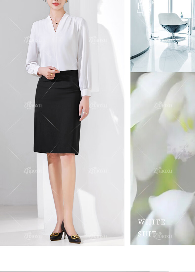 Chaoxu Women's Business Shirt Professional Formal White Long Sleeve Slim Fit Wrinkle-Free Commuter Workwear Interview Blouse Top 19