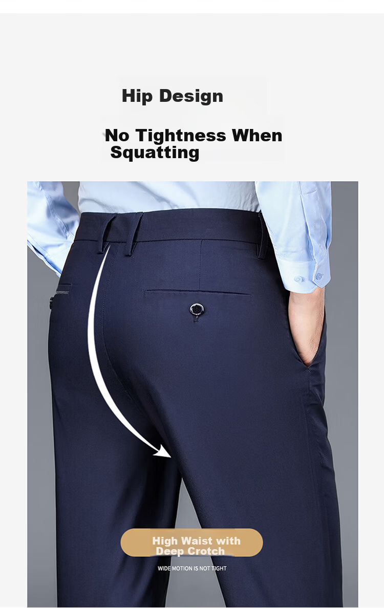 Romon Men's Non-Iron Business Dress Pants Casual Stretch Straight-Leg Dad Pants Black Thin 30 10