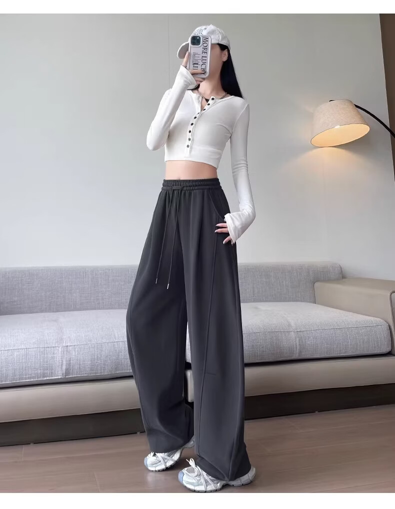 Xiangyi Lover 26th Anniversary New Curved Blade Wide-Leg Pants Slim Fit High-Waist Casual Spring Women's Sweatpants for Petite 9