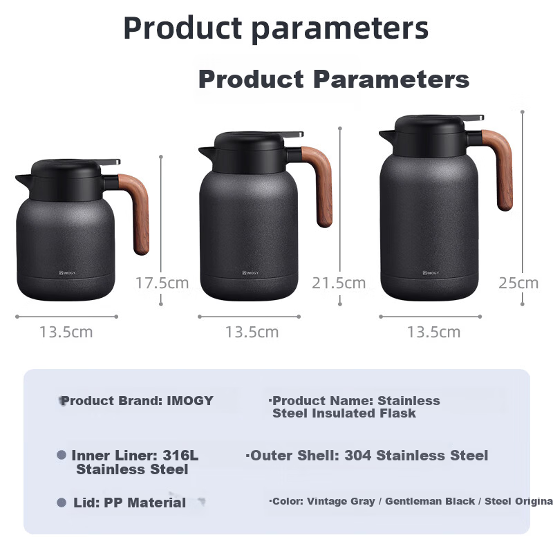 IMOGY Insulated Thermos Household Stew Tea Warmer Large Capacity Hot Water Kettle Holiday Gift 316L Stainless Steel Stew Brewing Pot Hot Water Bottle