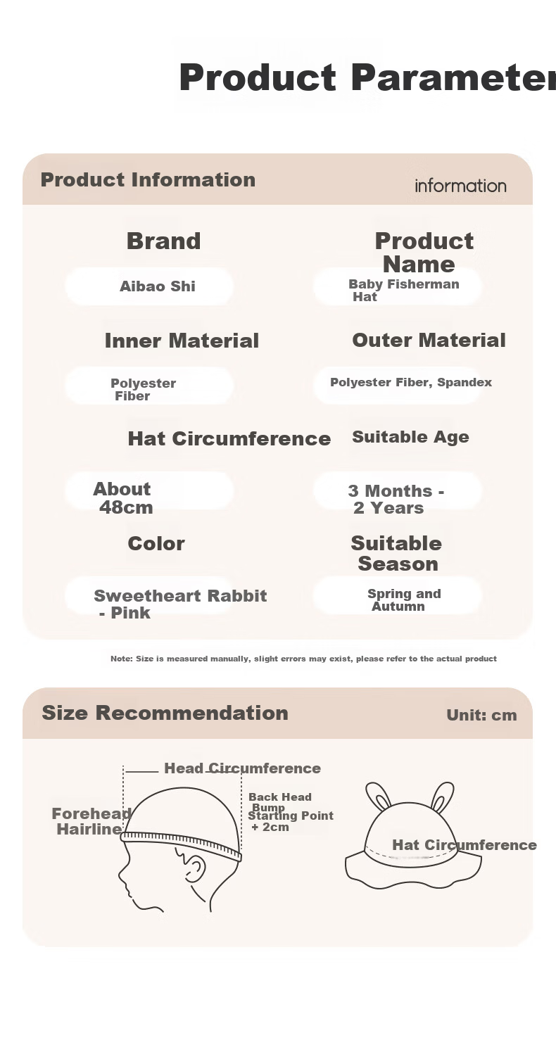 Aibao Baby Hat Spring and Autumn Infant Fisherman Hat Boys and Girls Bucket Hat Outdoor Sunshade Cap Hello Bear T151 7