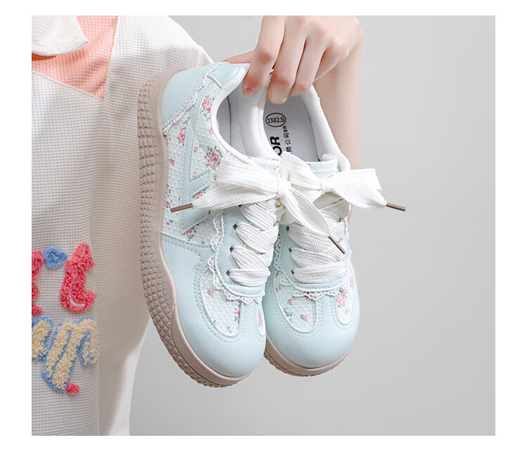 Warrior New Spring Casual Lightweight Versatile Floral Dexun Women's Shoes M466BR Light Blue/Beige Size 39 10