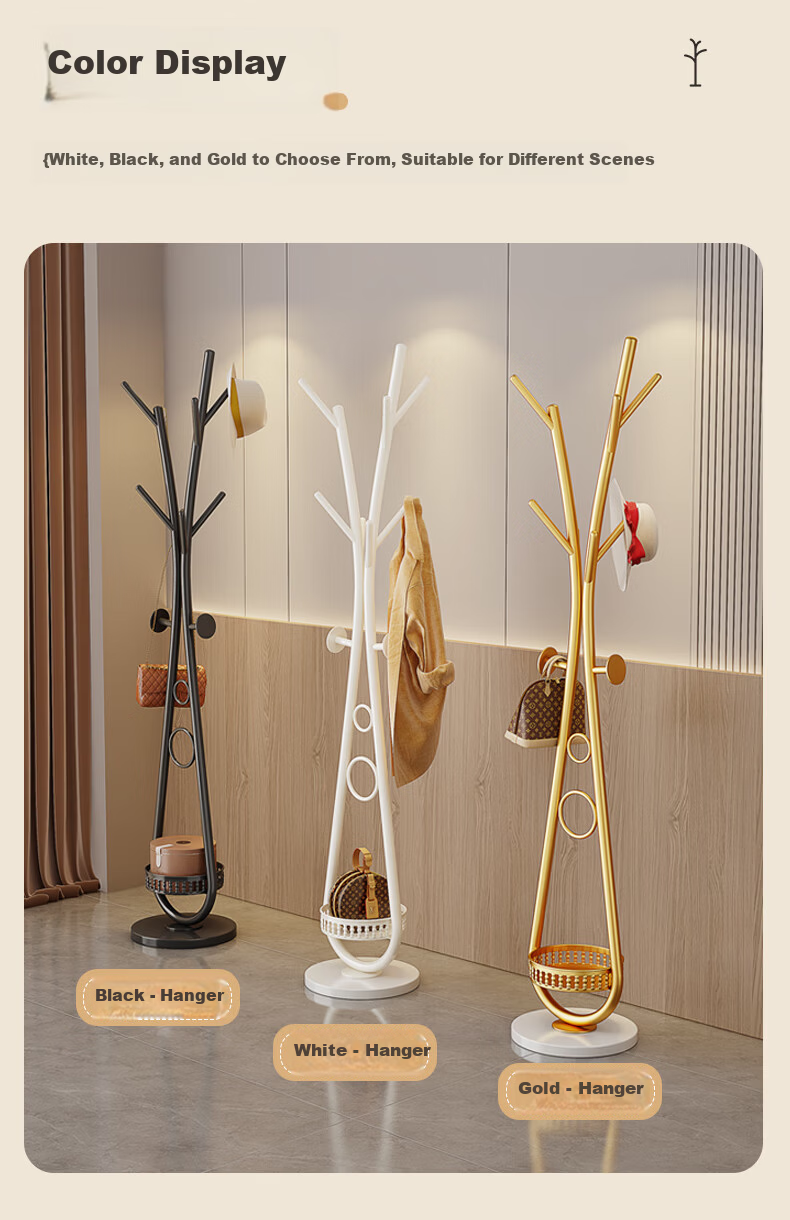 Chibilun Luxury Bedroom Floor Standing Clothes Rack Home Metal Coat Rack Room Storage Creative Multifunctional Clothes and Bag Hanger 13
