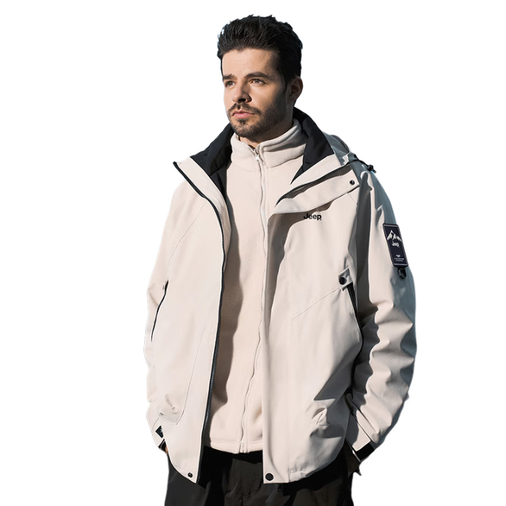 JEEP Men's New Spring 3-in-1 Windproof Waterproof Casual Outdoor Hiking Jacket