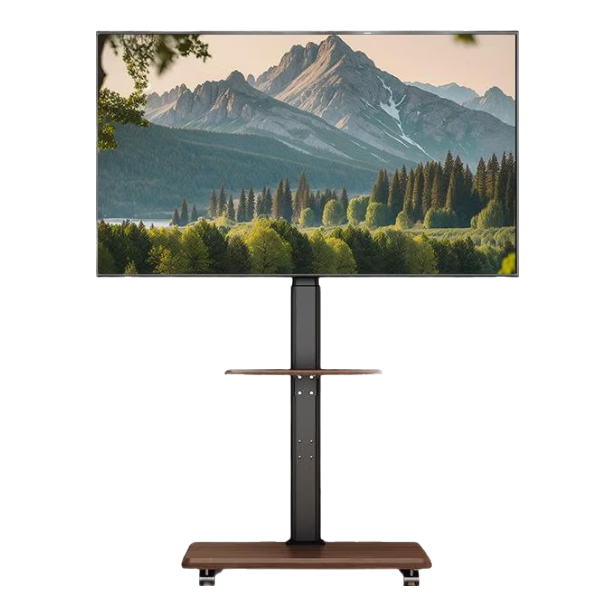 Beishi 32-75 Inch Mobile TV Stand, Hand-Cranked Lifting And Lowering TV Cart, Floor-Standing TV Mount for Horizontal And Vertical Screens, Rotatable Trolley with Dual Trays, Universal TV Cart