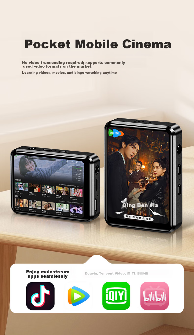 Sheng MP3 MP4 Player WiFi Internet Student MP5 Music Player Android 13 Bluetooth Speaker E-Book 2.4 Inch U3 3+16GB MT6761 11