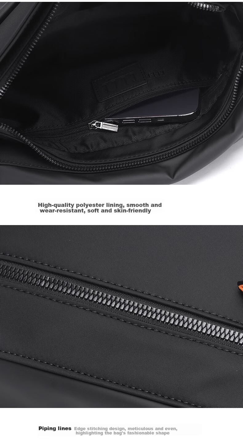 ELLE HOMME Men's Single Shoulder Bag Trendy Lightweight Canvas Crossbody Bag Water-Resistant Casual Phone Bag Black 4731 7