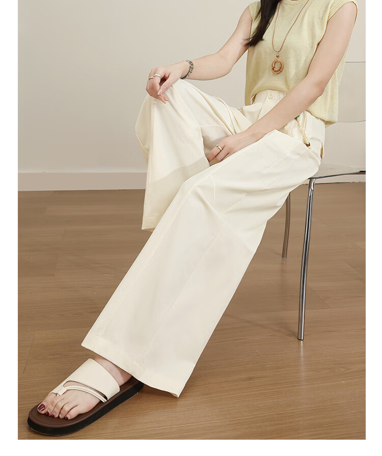 Free Style Wide-Leg Pants for Women Summer Thin 2026 New High Waist Slim Loose Draped Ice Feel Curved Straight Casual Trousers 20