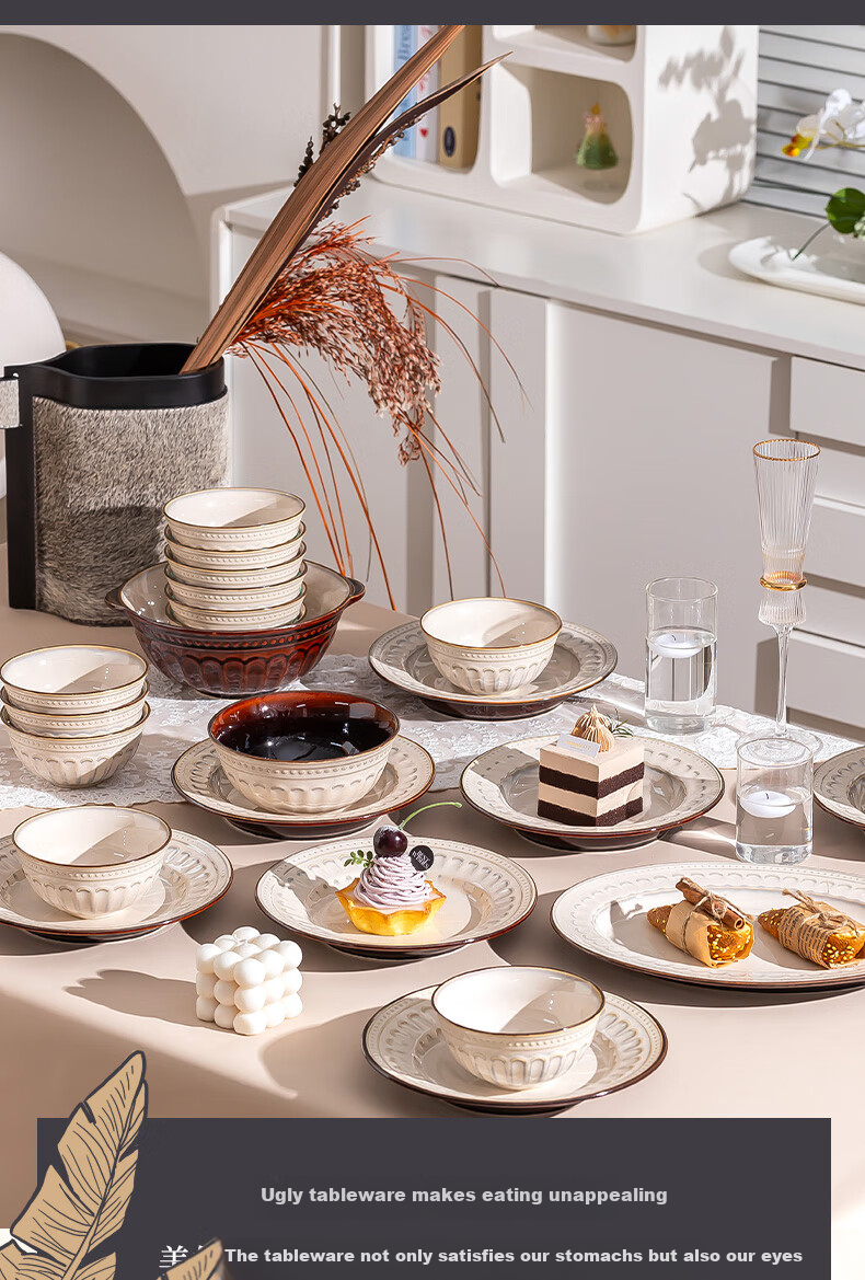 Chudi Ceramic Dinnerware Set for 4 People, 18 Pieces White Yu Home Tableware Gift Box 9