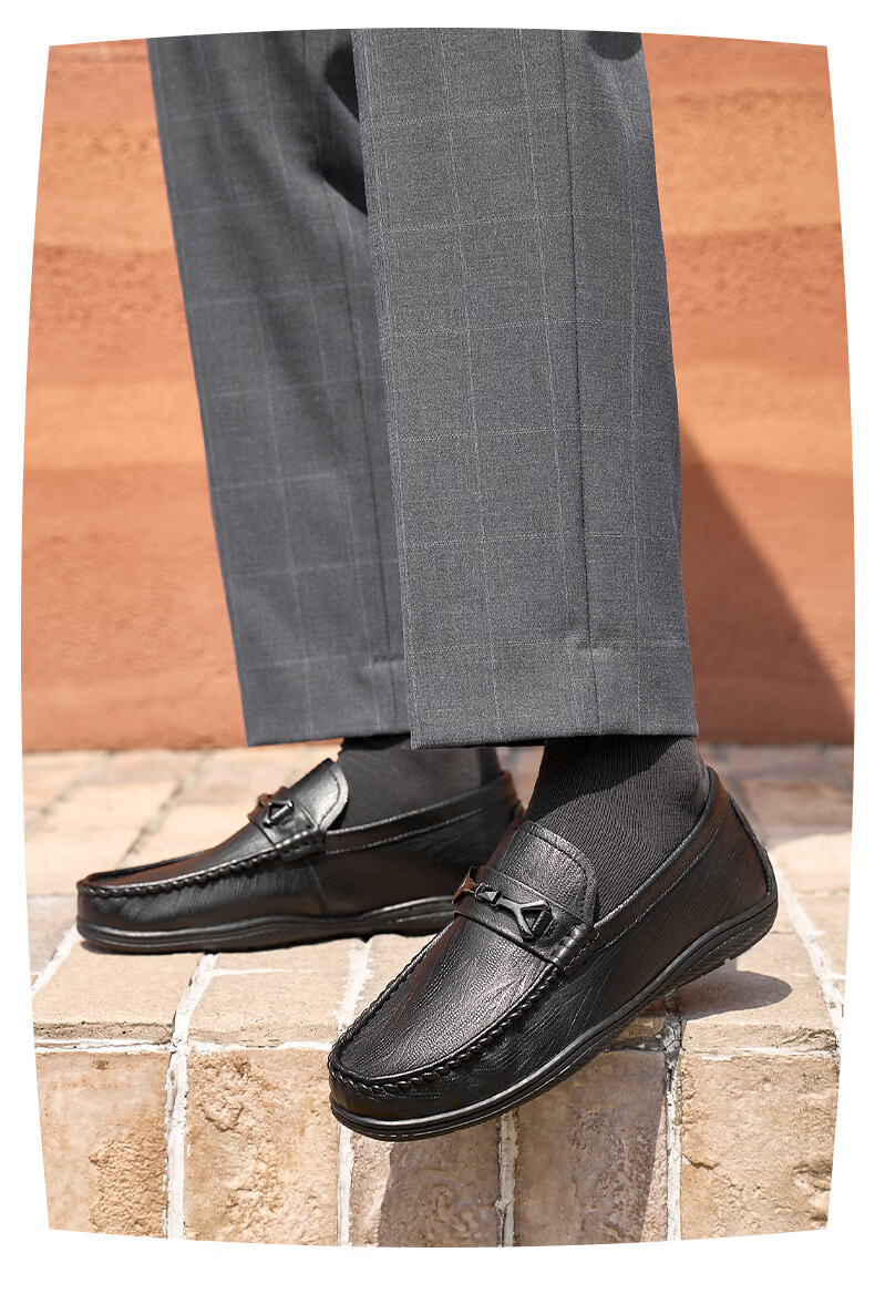 HLA Casual Leather Shoes for Men, Slip-On Soft-Soled Loafers HAAPXM1EAL058 Black Size 41 5