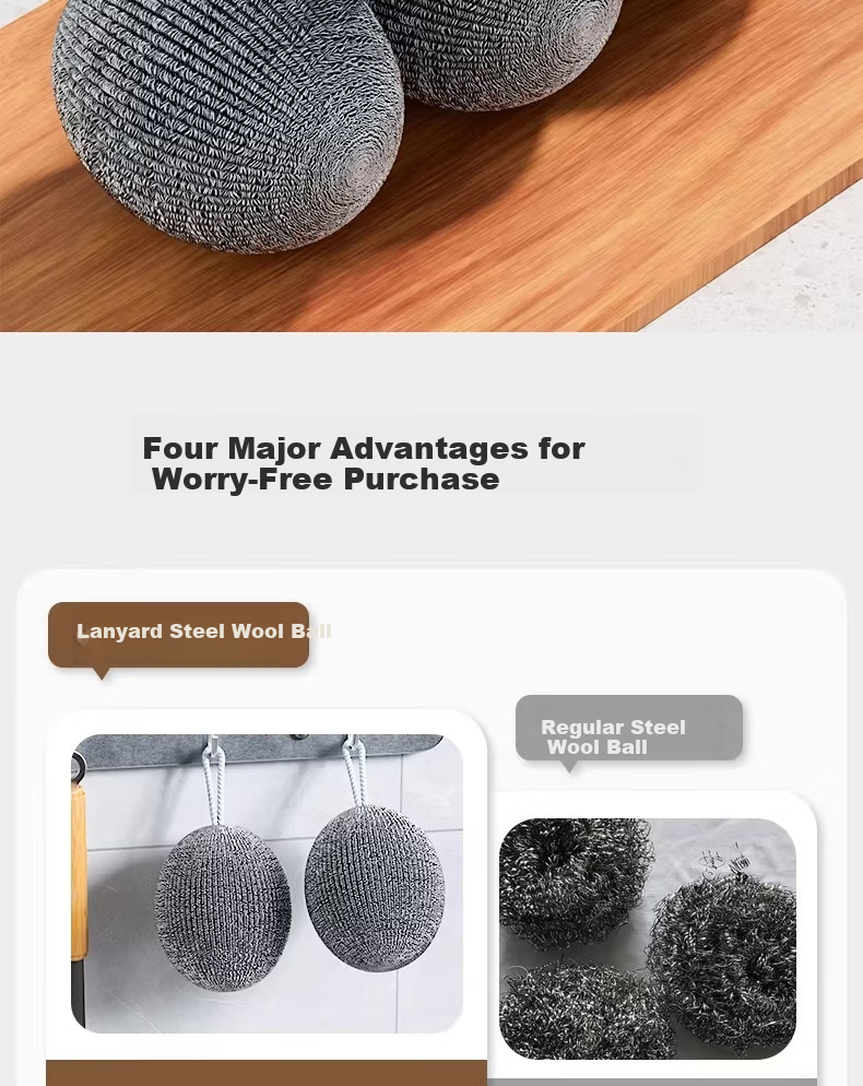 Guangduola Large Steel Wire Scrubber Balls 40g 3-Pack Stainless Steel Kitchen Scrubbers for Pots and Dishes, Rust-Resistant Cleaning Balls 1
