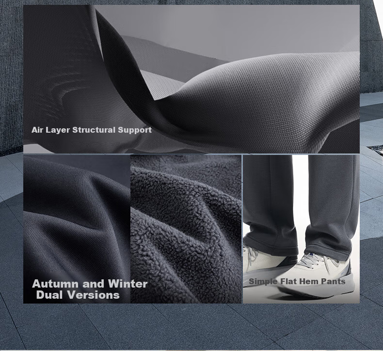 Anta Fleece-Lined Warm Men's Straight-Leg Sweatpants Spring Knit Outdoor Running Trousers Casual Pants 2