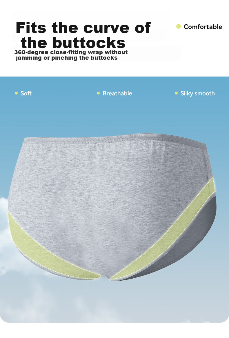 ASSHION Men's Disposable Cotton Sterilized No-Wash Travel Business Briefs Gray 5-Pack 3XL 13