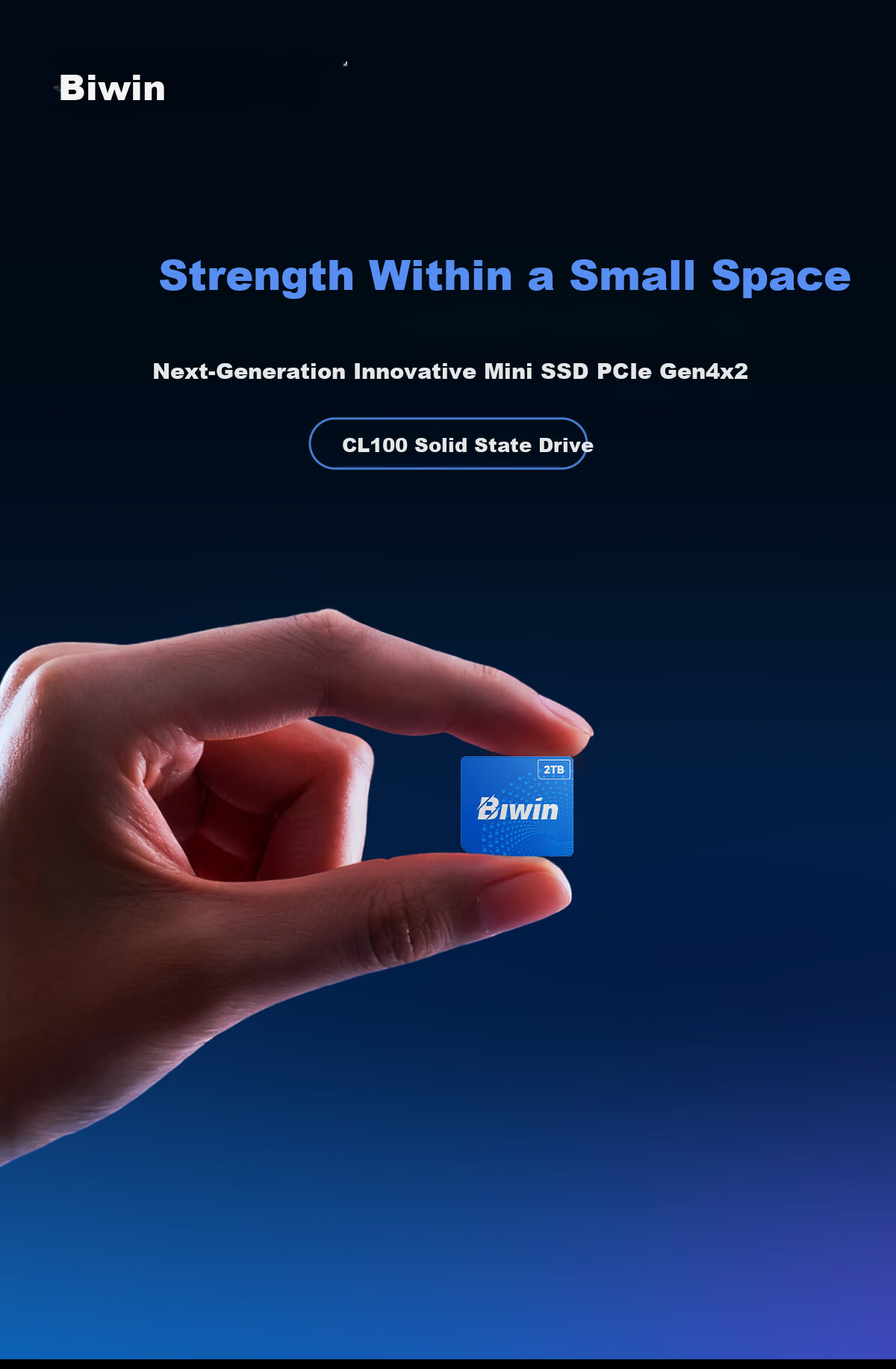 BIWIN 512GB Mini SSD PCIe 4.0x2 NVMe CL100 Series 3700MB/s Read Speed AI PC Storage Accessory 2