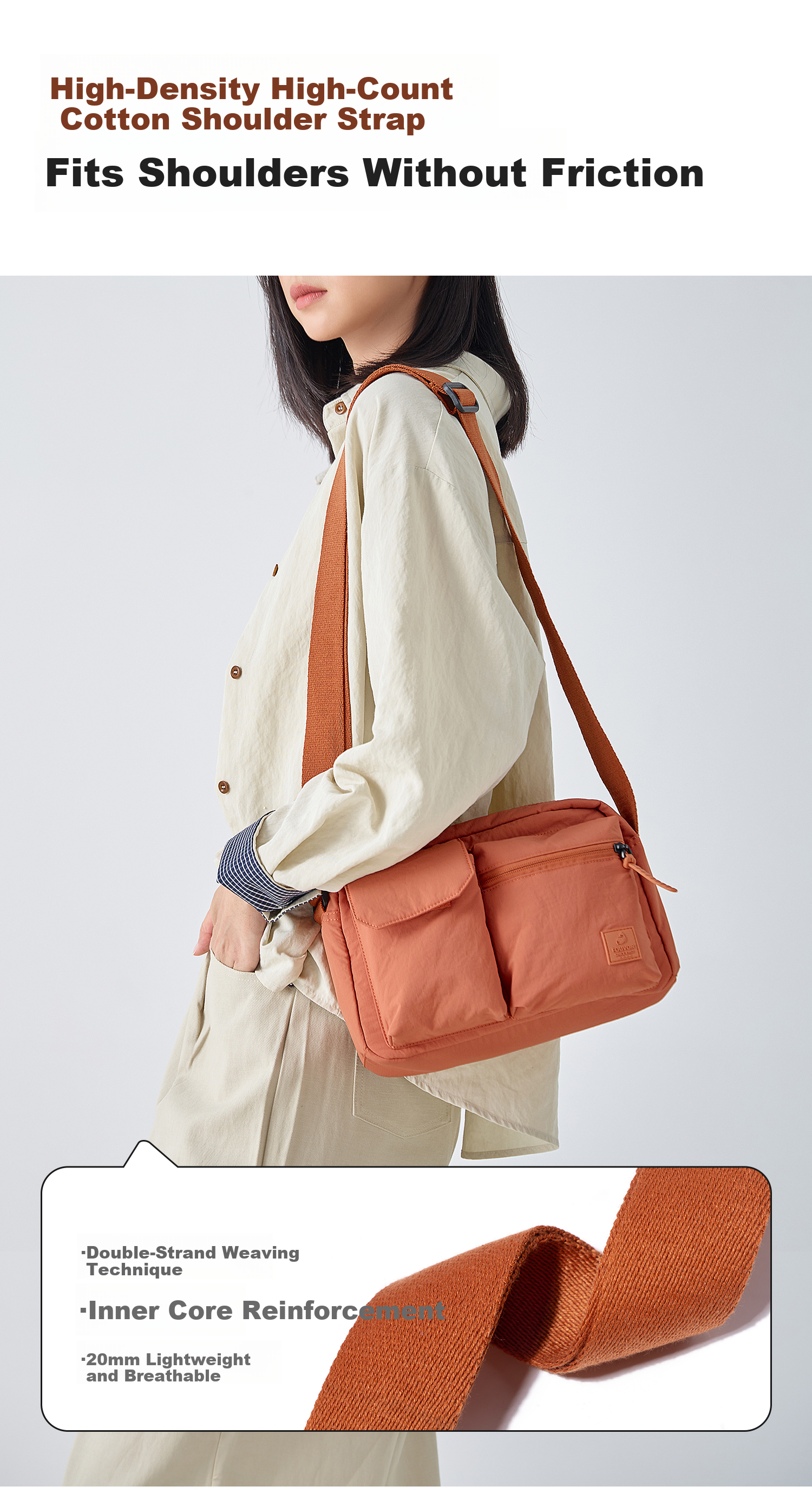 FOUVOR Fox Women's Oxford Cloth Crossbody Bag Lightweight Fashion Small Square Simple Casual Shoulder Bag Orange 17