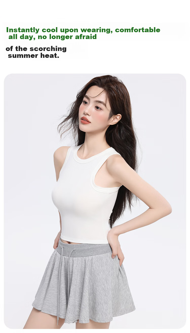 MiiOW Tencel Lyocell Women's Camisole Tank Top Summer Cooling Ice Silk Slim Fit Outerwear Base Layer Khaki XL 13