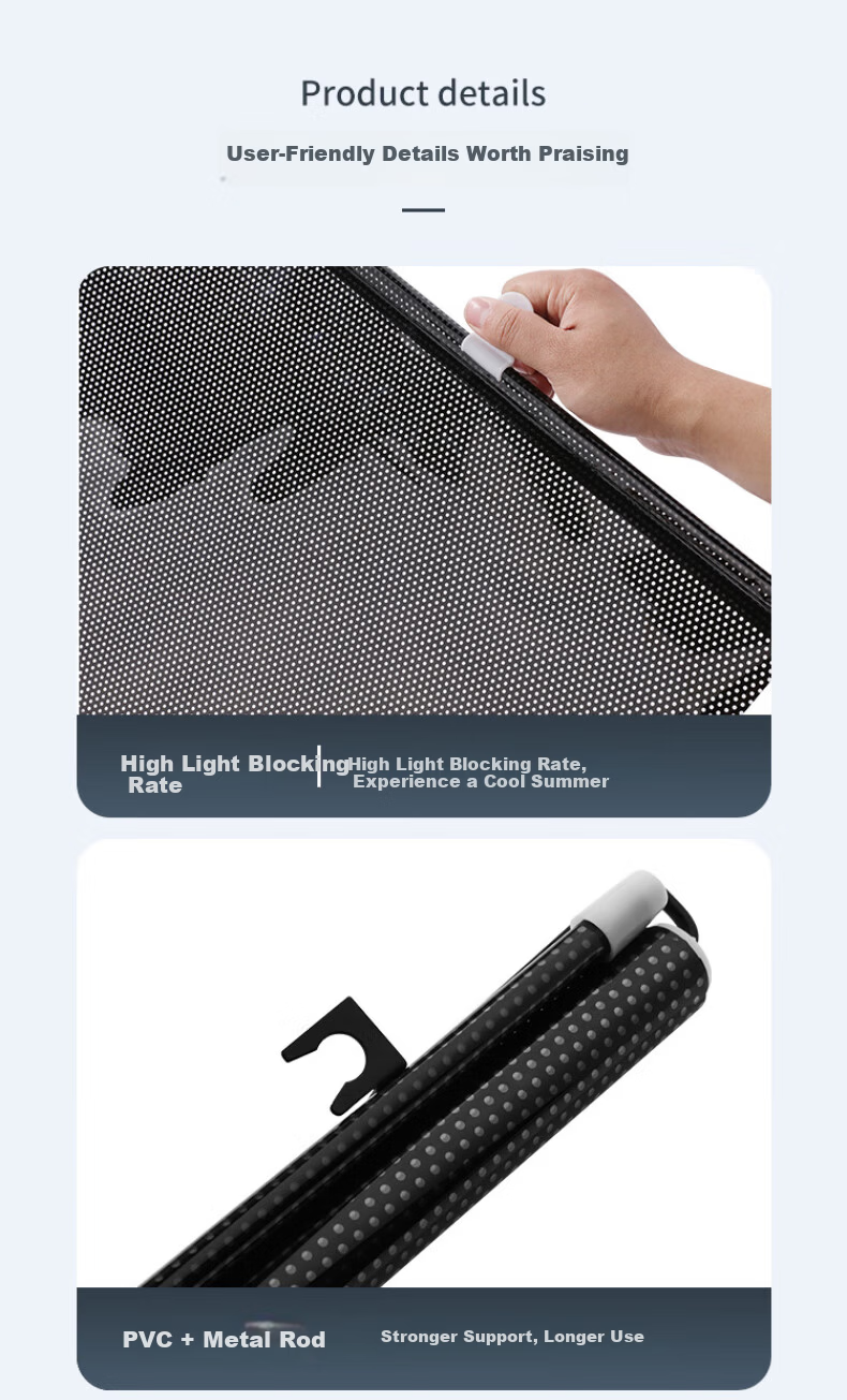 Xinuo Sunscreen Sunshade Curtain Glass Blackout Heat Insulation Roller Blind Office No-Drill Installation Adjustable Suction Cup 9