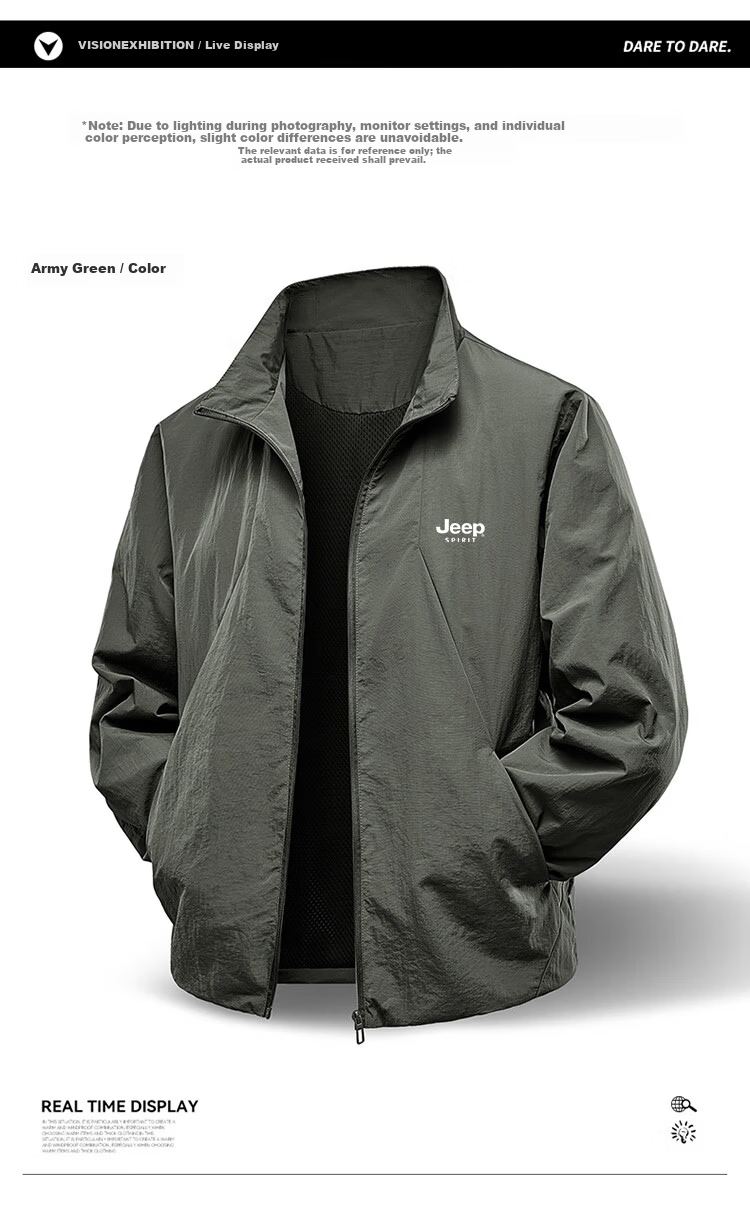 JEEP SPIRIT Men's Spring Autumn American Style Casual Outdoor Waterproof Stand Collar Jacket Dark Gray XL 1