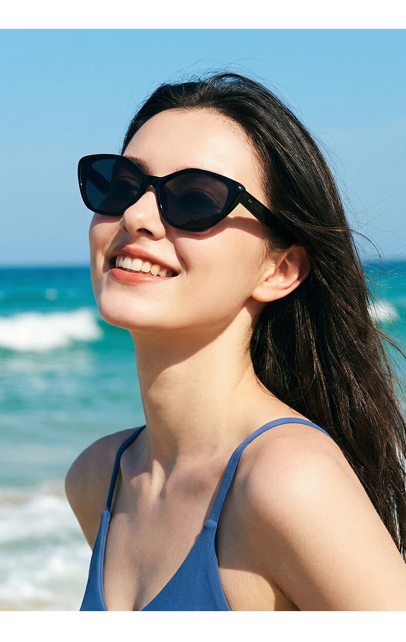 CACUSS Women's Fashion Outdoor UV Protection Polarized Cat Eye Sunglasses Black Frame 10