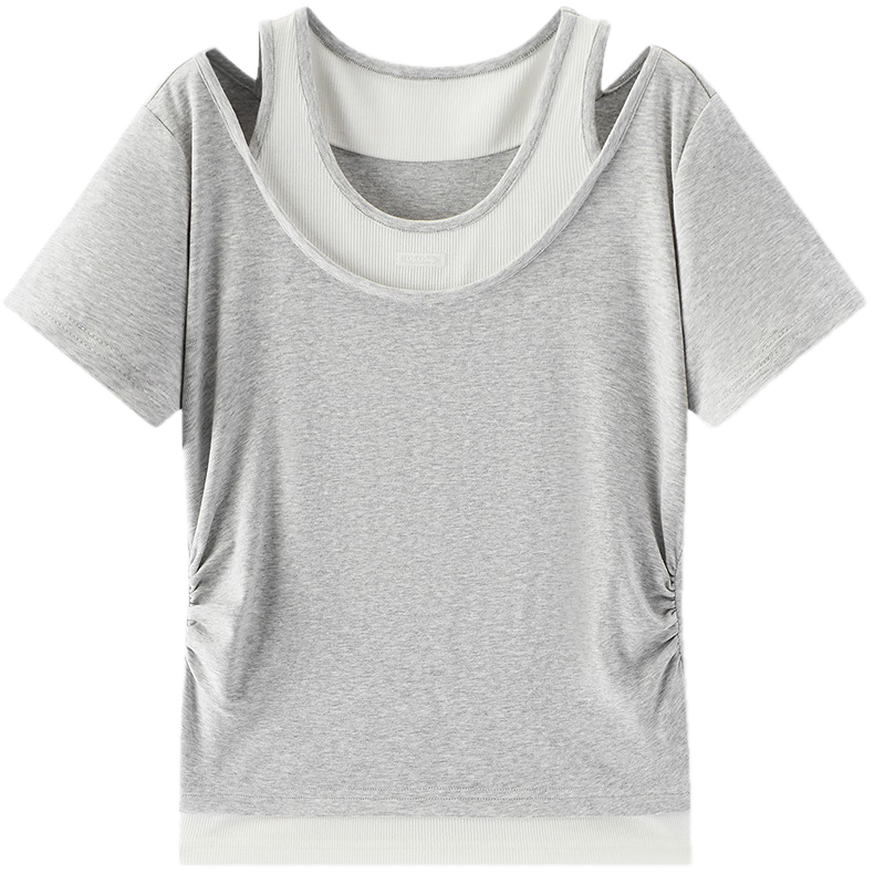 Semir Mall Style | Women's Summer Short Sleeve T-Shirt, Short Slim Fit, Fake Two-Piece, 2026 Versatile Slimming 101326100042
