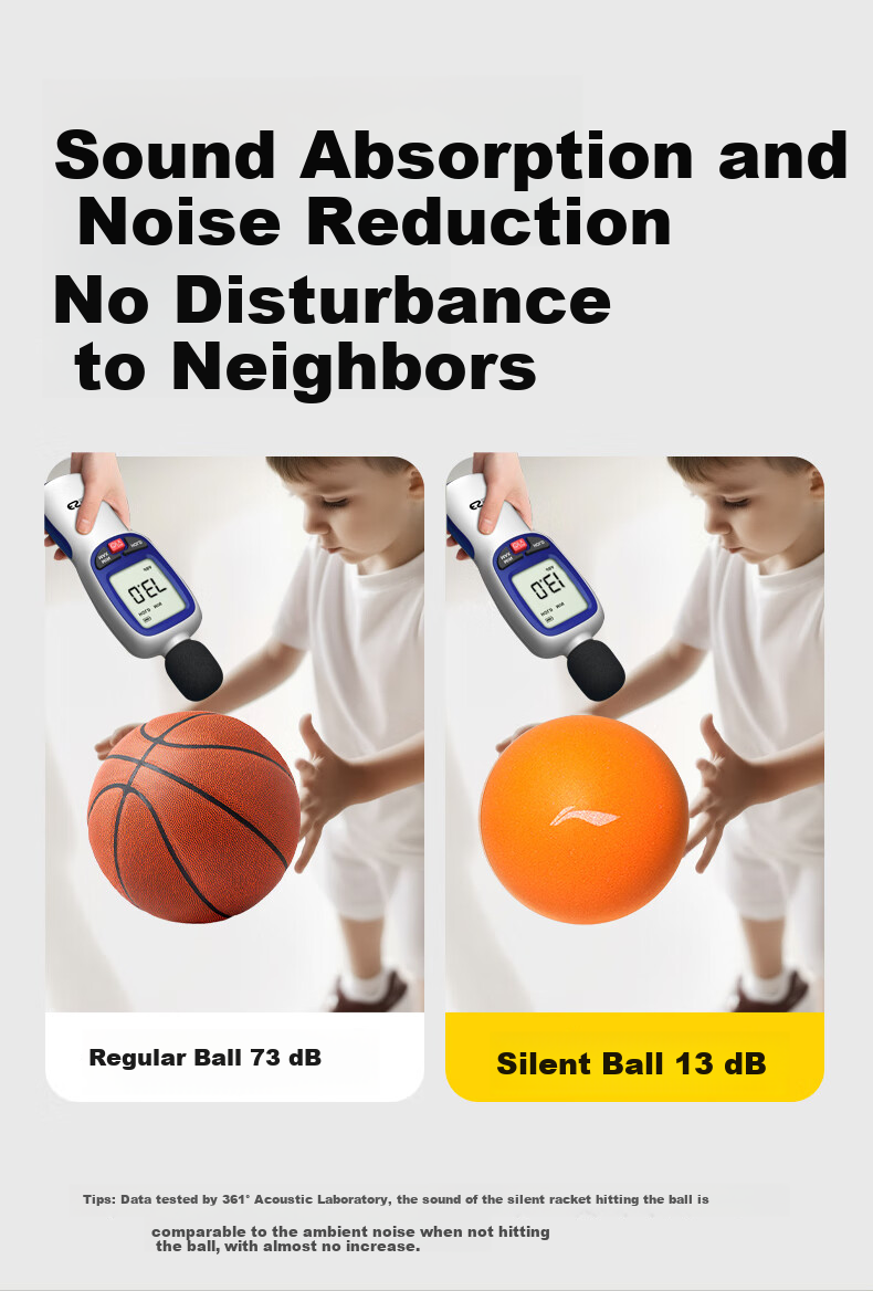 LI-NING Silent Basketball Kids No-Noise Non-Shedding Kindergarten Elastic Indoor Training Baby Pat Ball Youth Size 5 4