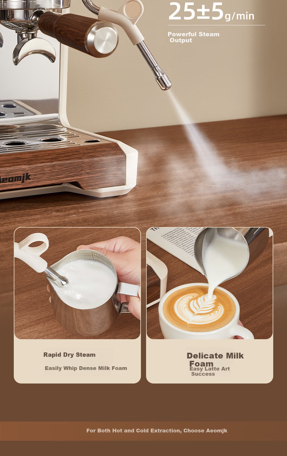 AEOMJK Aimo Ke Dual Boiler Dual Pump Hot and Cold Dual Extraction Coffee Machine Commercial 58MM Extraction Port Heating Extraction and Milk Frothing CM7020A 12