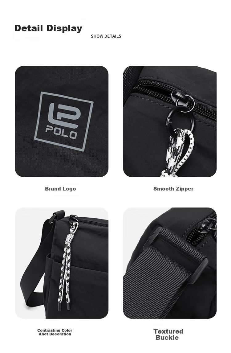 POLO Women's Casual Single Shoulder Crossbody Bag Large Capacity Sports Messenger Bag 12.9-inch iPad Outdoor Phone Bag 28